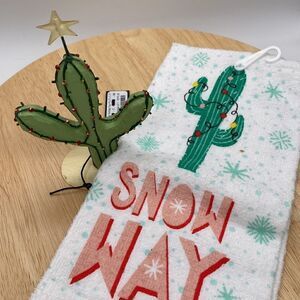 Accent Decor Metal Christmas Cactus and Kitchen Tea Towel NWT